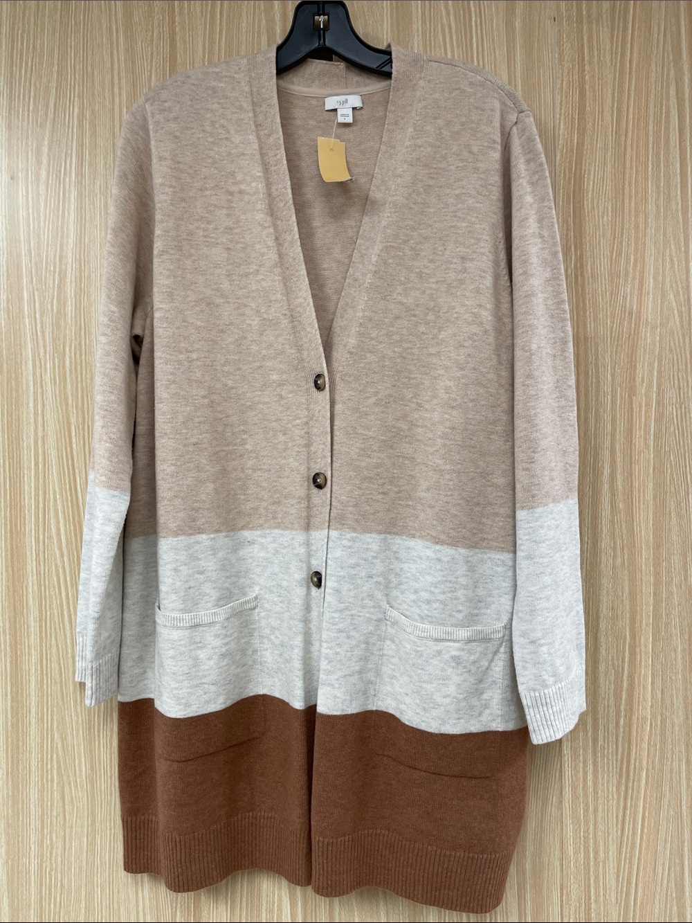 J. Jill beige color block cardigan size large